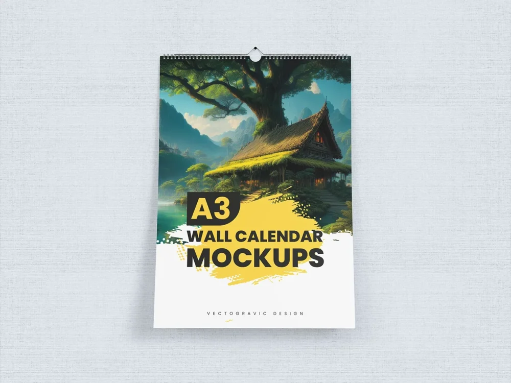  A3 Wall Calendar With Hook Mockups 