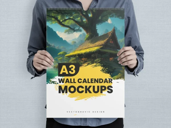 A3 Wall Calendar With Hook Mockups