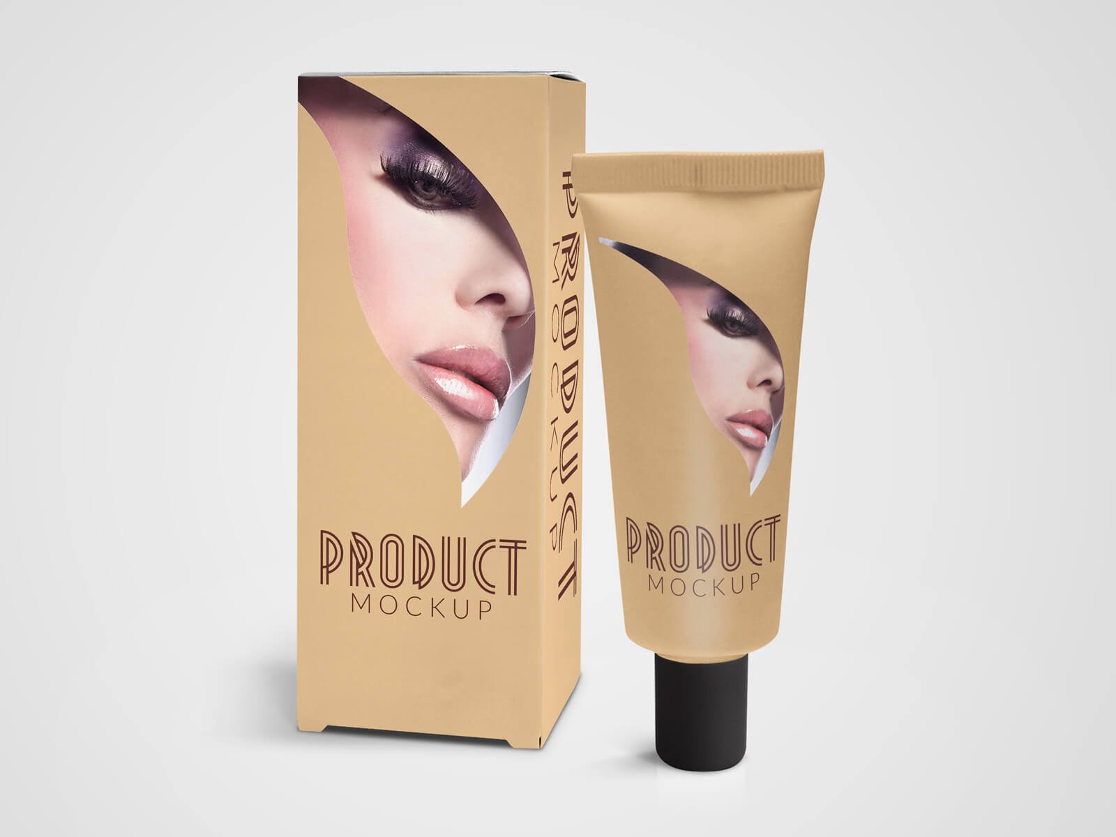 Cosmetic Tube and Box Container Mockup 01