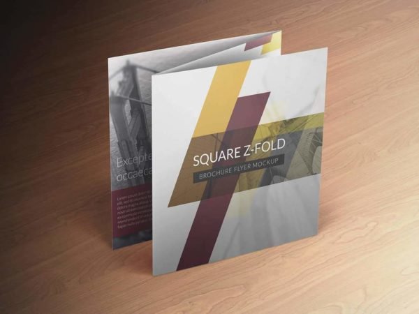 Square Z-Fold Brochure Mockup