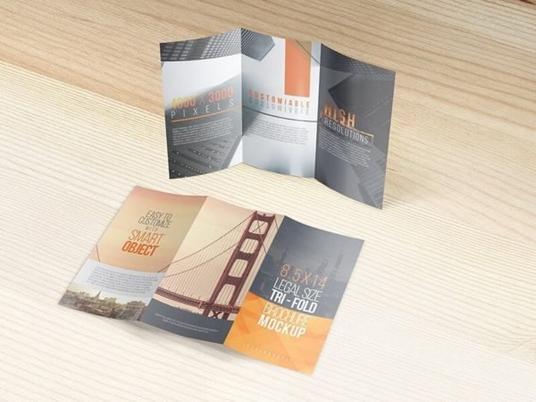 8.5 X 14 Legal Trifold Brochure Mockups