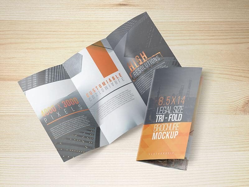 8 5 X 14 Legal Trifold Brochure Mockups By Vectogravic Designs