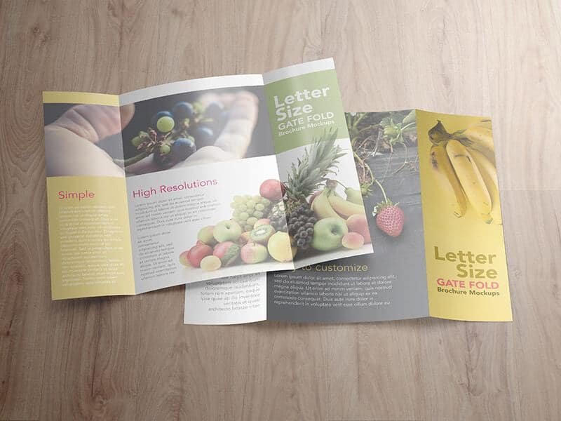 8.5×11 Gatefold Brochure Mockups