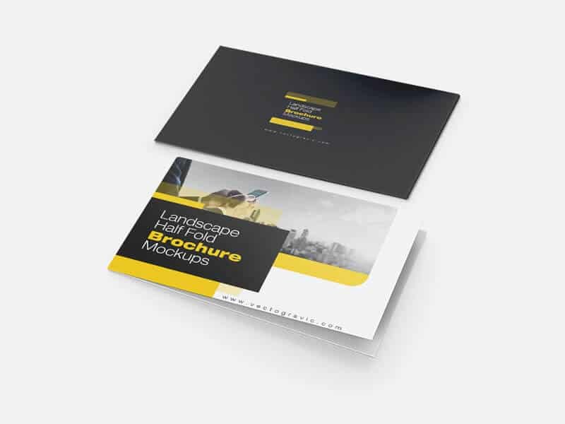 03 Landscape Half Fold Brochure Mockups