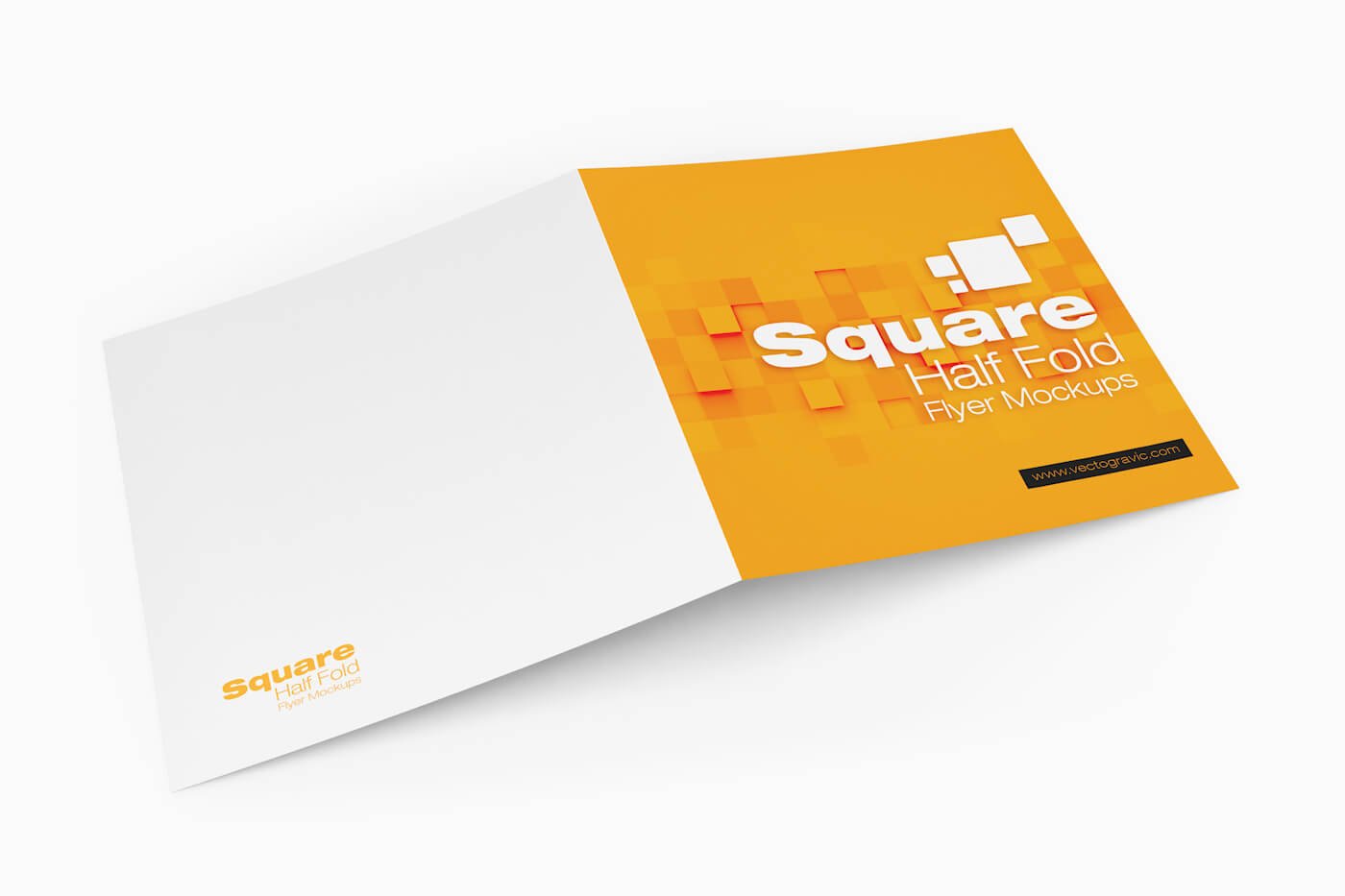 Square Half Fold Brochure Mockups