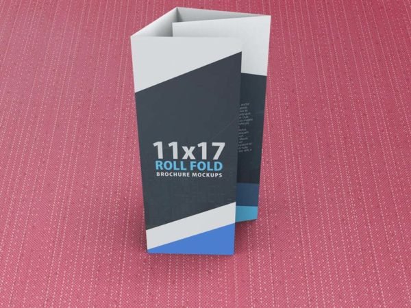 11×17 Four Panel Roll Fold Brochure Mockup