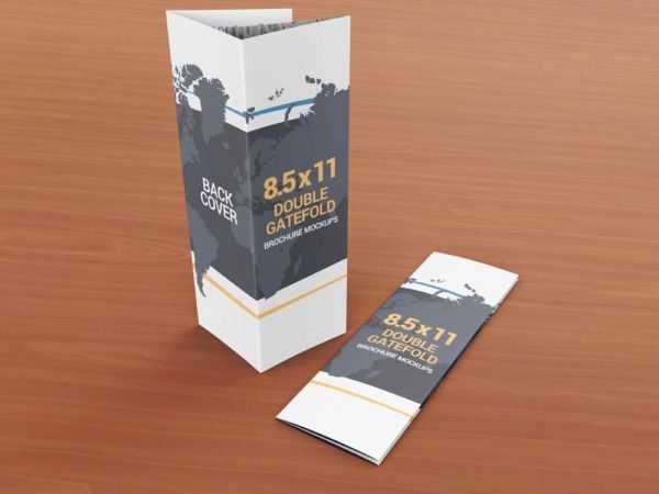 8.5 x 11 Double Gate Fold Brochure Mockups