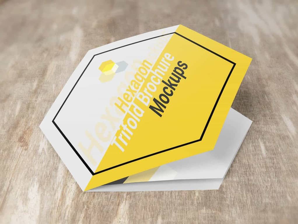 Download Hexagon Trifold Brochure Mockups On Vectogravic Design