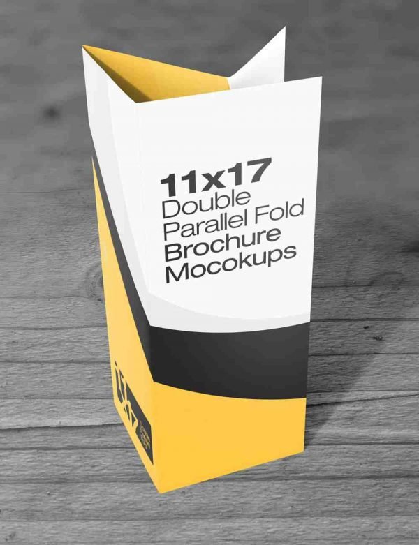 11×17 Double parallel Fold Brochure Mockups