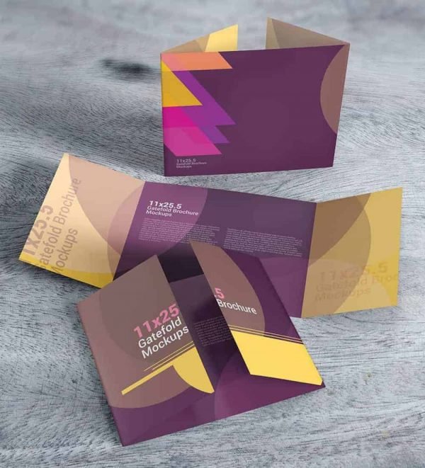 11×25.5 Gatefold Brochure Mockups