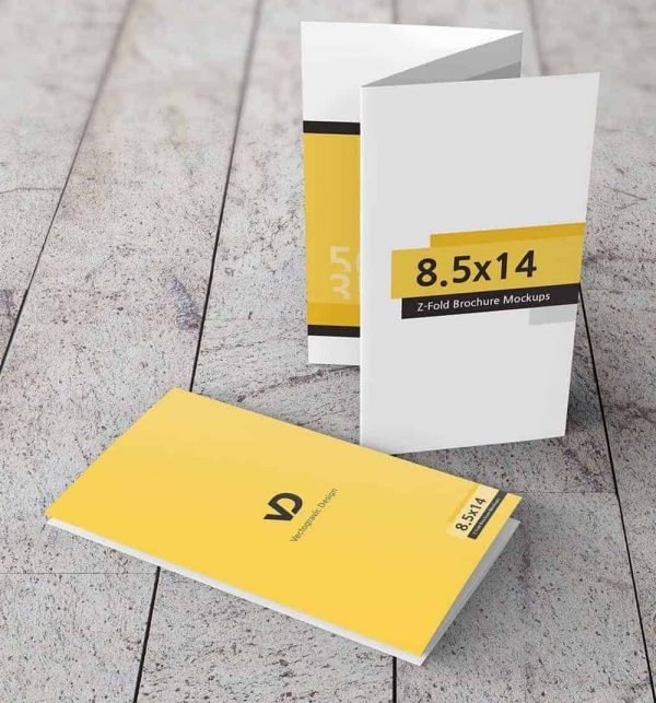 8.5 x 14 Z-Fold Brochure Mockups