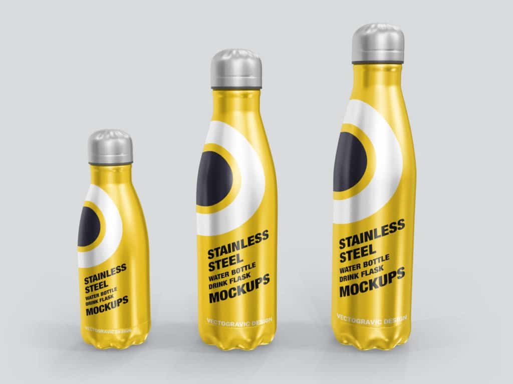 Download Stainless Steel Water Bottle Mockups | Vectogravic Design