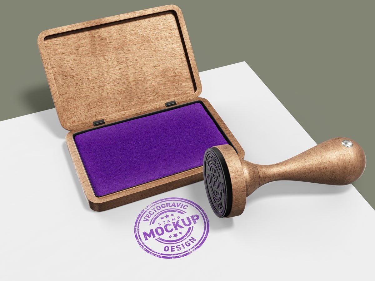 Wood Rubber Circle Stamp Mockup 1