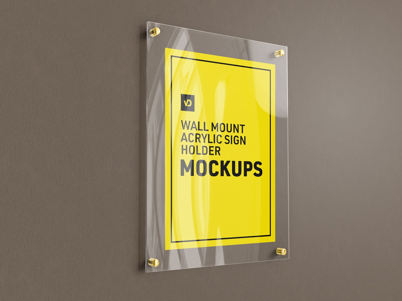 Wall Mount Acrylic Sign Holder Mockup Vectogravic Design