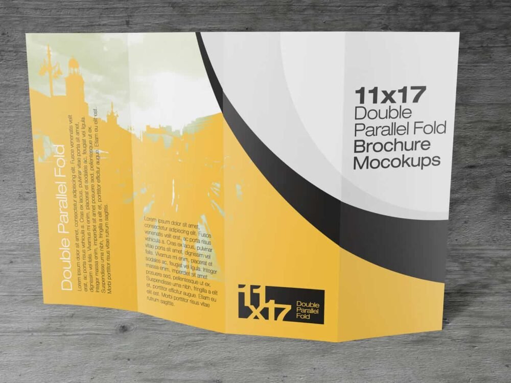  11x17 Double parallel Fold Brochure Mockups 