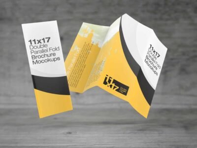 11×17 Double Parallel Fold Brochure Mockups