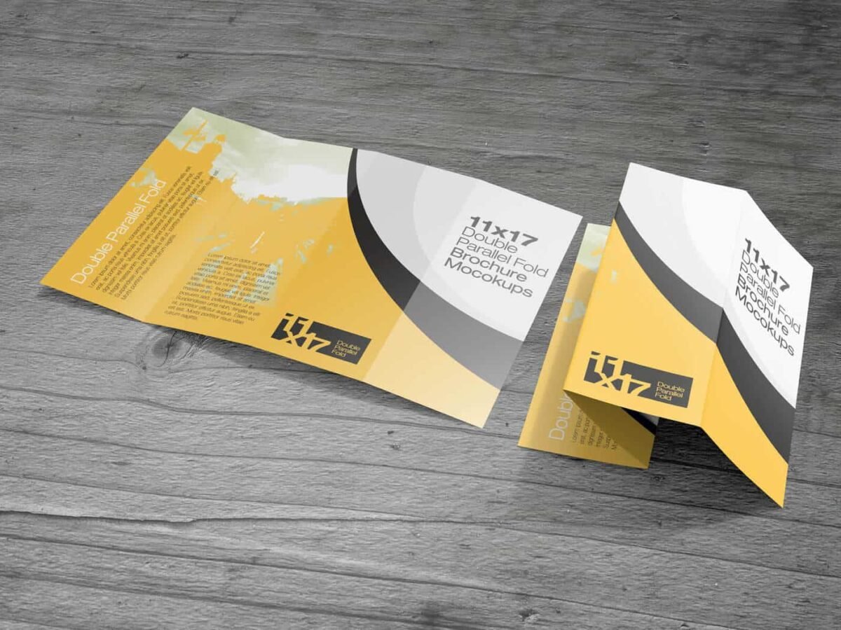 11x17 Double parallel Fold Brochure Mockups