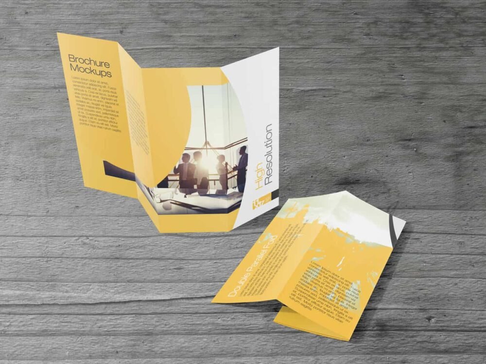  11x17 Double parallel Fold Brochure Mockups 