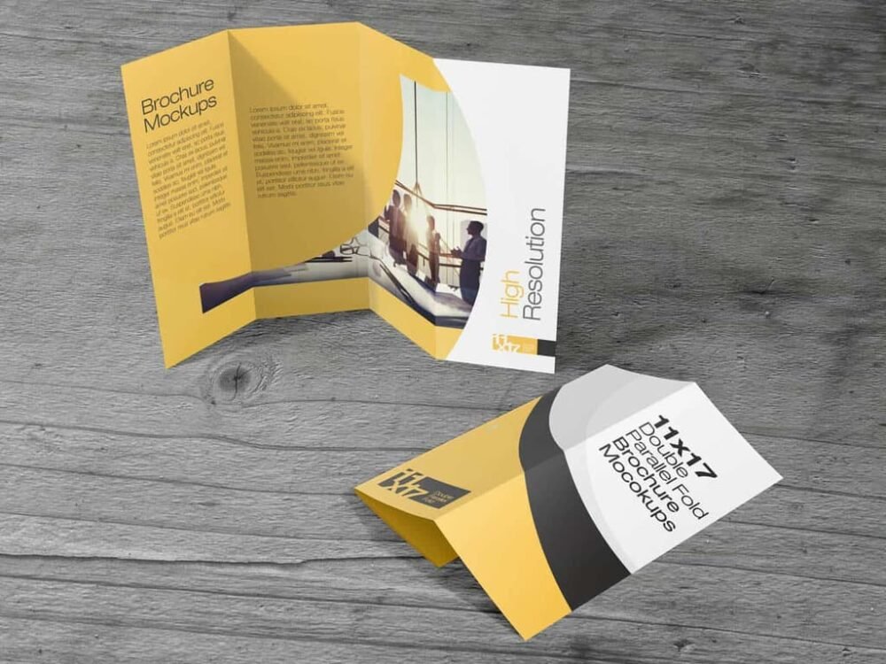  11x17 Double parallel Fold Brochure Mockups 