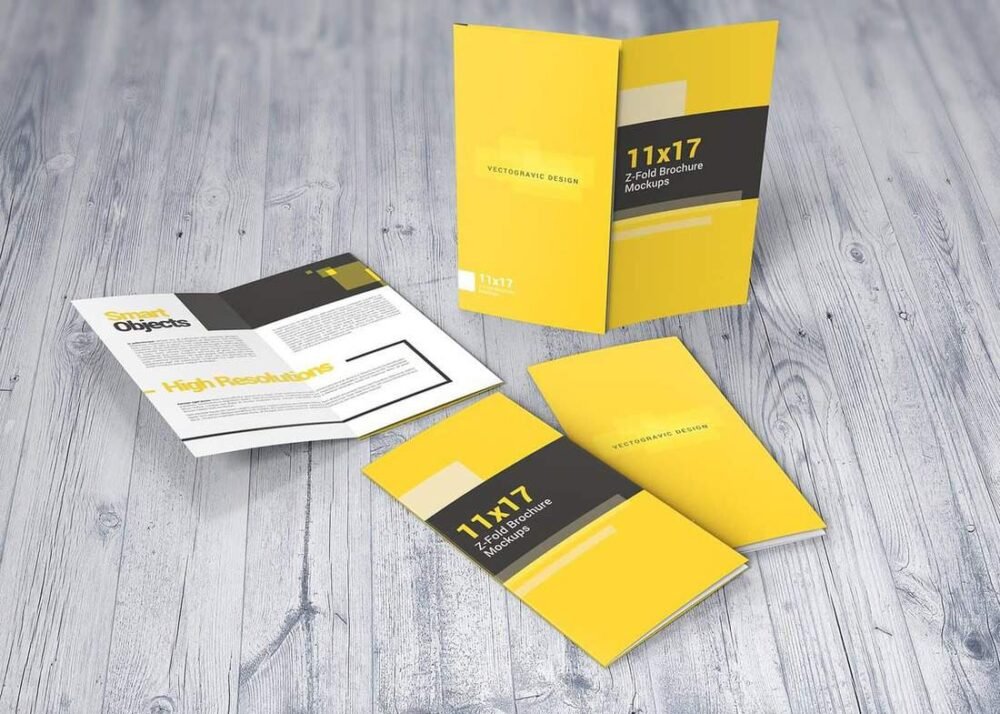  11x17 Z-Fold Brochure Mockups 