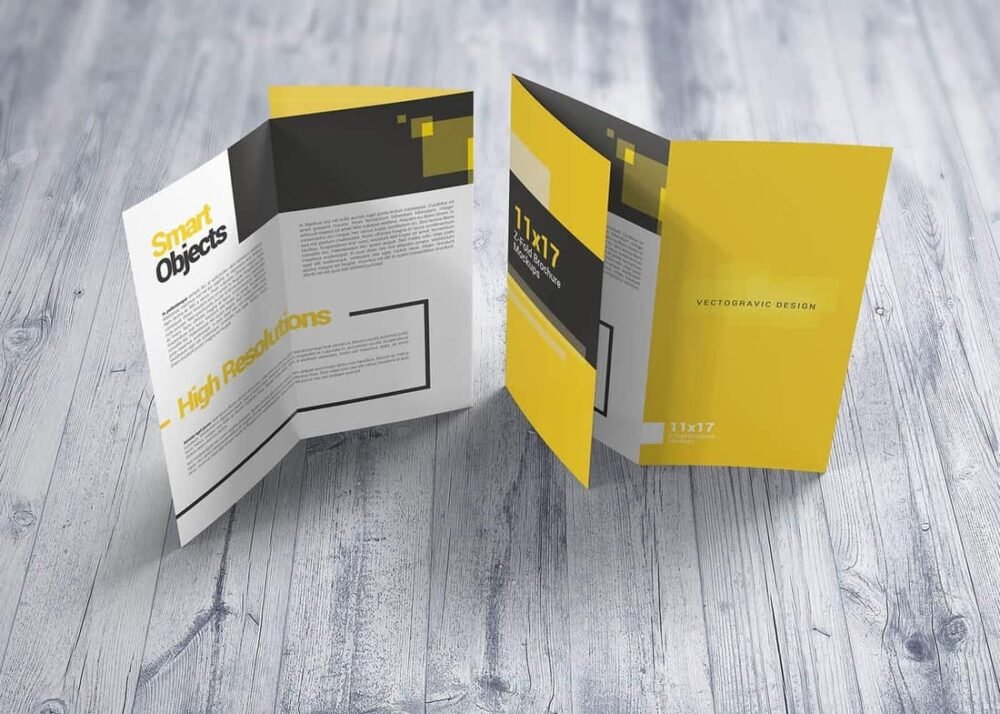  11x17 Z-Fold Brochure Mockups 