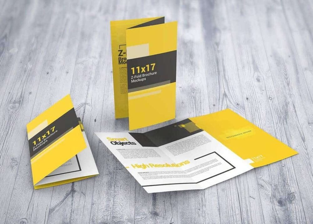  11x17 Z-Fold Brochure Mockups 