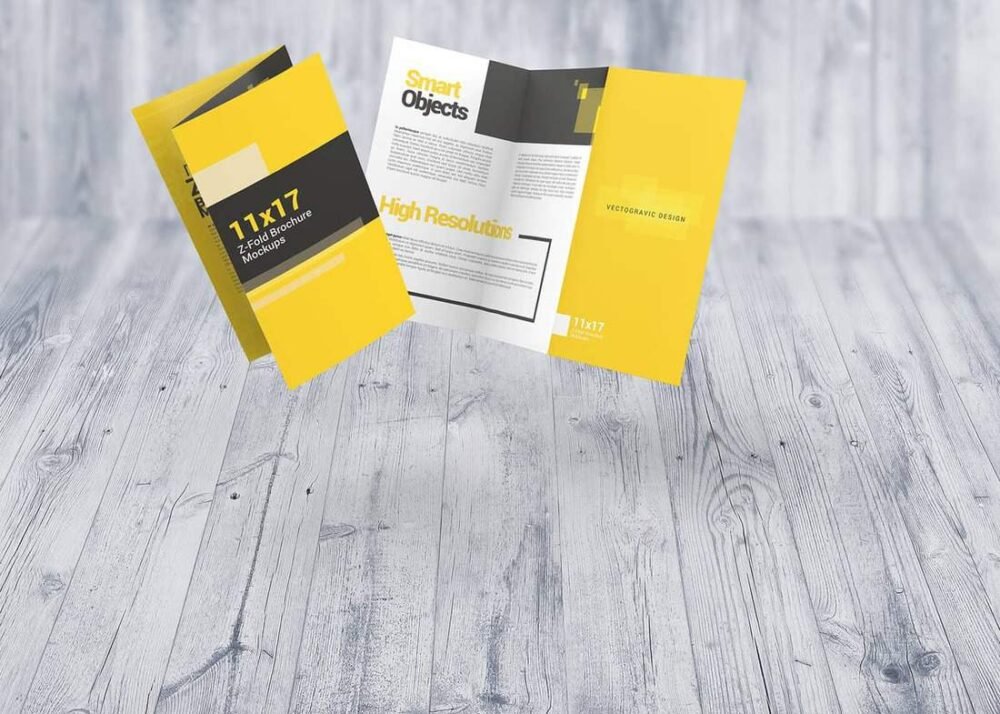  11x17 Z-Fold Brochure Mockups 