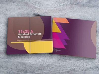 11x25.5 Gatefold Brochure Mockups