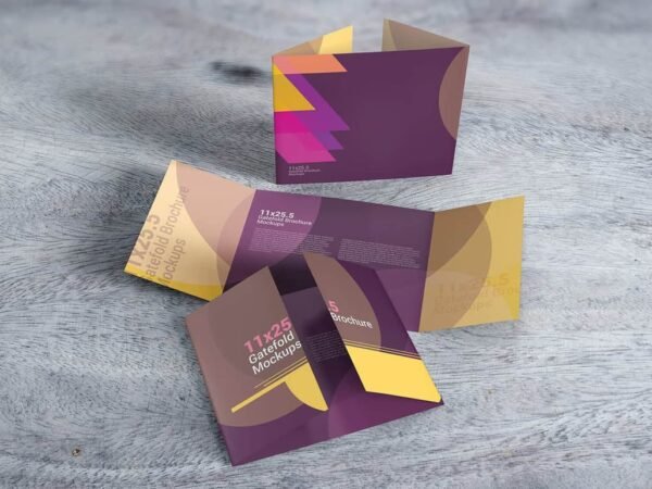 11x25.5 Gatefold Brochure Mockups