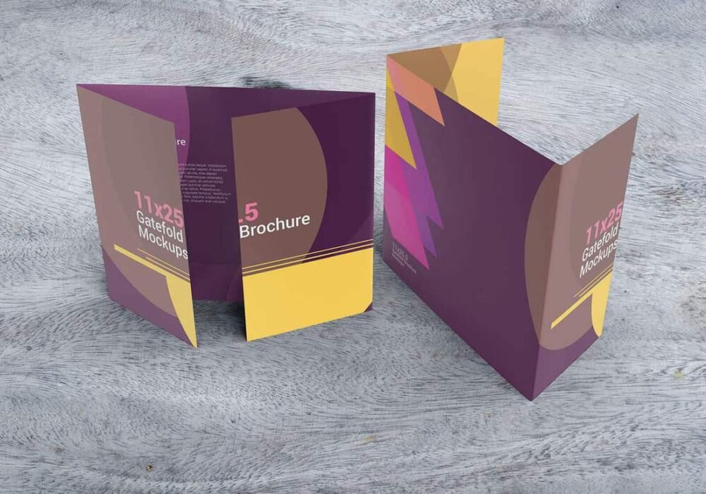  11x25.5 Gatefold Brochure Mockups 