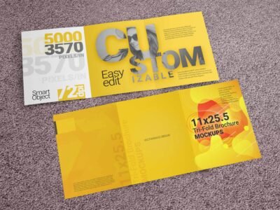 11x25.5 Tri-Fold Brochure Mockup Template
