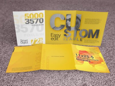 11x25.5 Tri-Fold Brochure Mockup Template