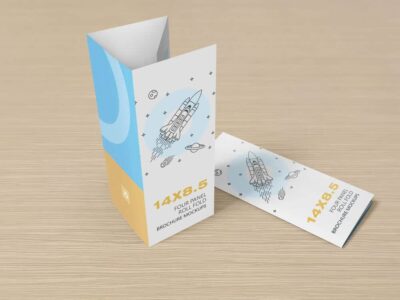 14 x 8.5 Four Panel Roll Fold Mockup