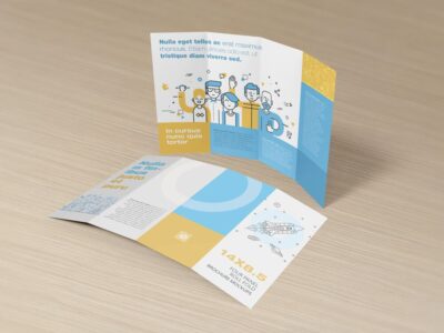 14 x 8.5 Four Panel Roll Fold Mockup