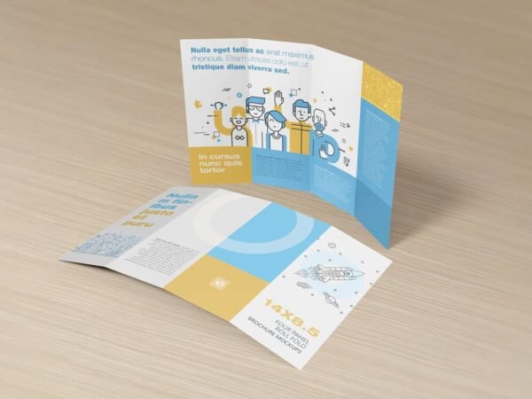 14 x 8.5 Four Panel Roll Fold Mockup