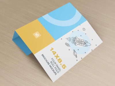 14 x 8.5 Four Panel Roll Fold Mockup