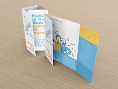 14 x 8.5 Four Panel Roll Fold Mockup