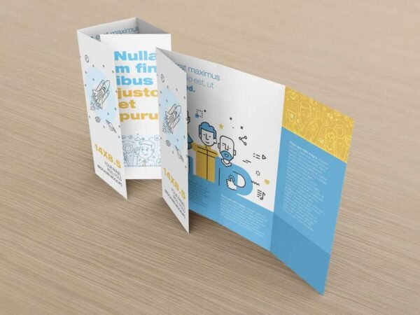 14 x 8.5 Four Panel Roll Fold Mockup