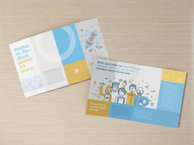 14 x 8.5 Four Panel Roll Fold Mockup