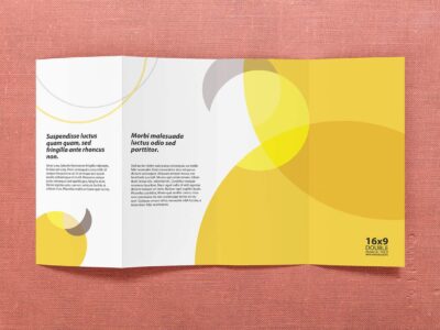 16x9 Double Parallel Fold Brochure Mockups