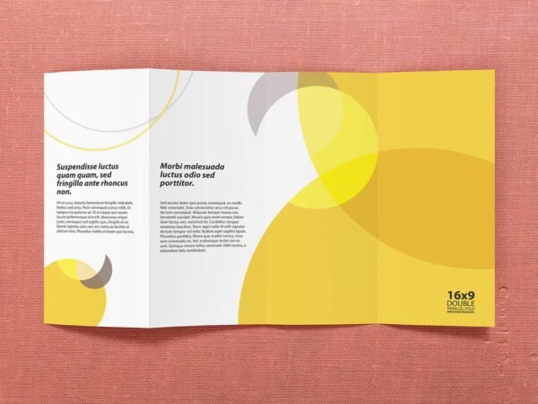 16x9 Double Parallel Fold Brochure Mockups