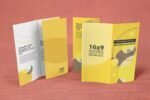 16x9 Double Parallel Fold Brochure Mockups