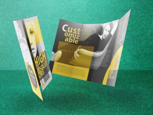 16 x 9 Four Panel Roll Fold Brochure Mockup