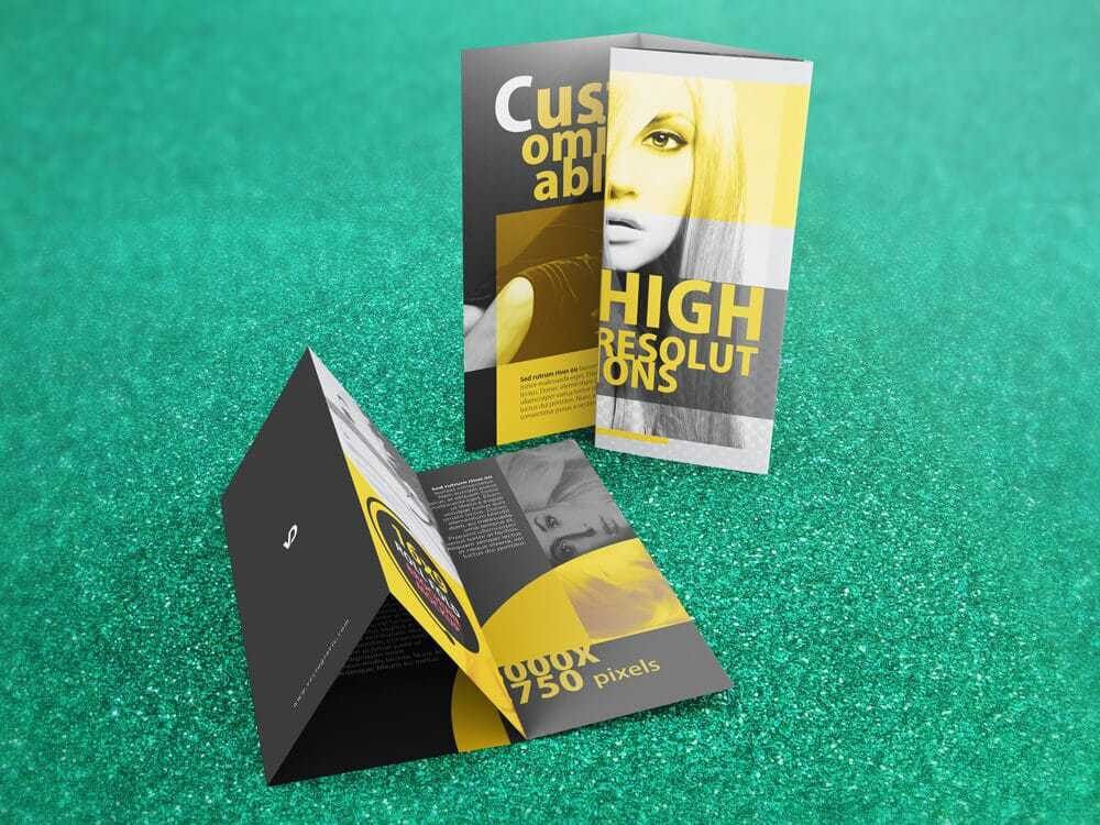  16 x 9 Four Panel Roll Fold Brochure Mockup 