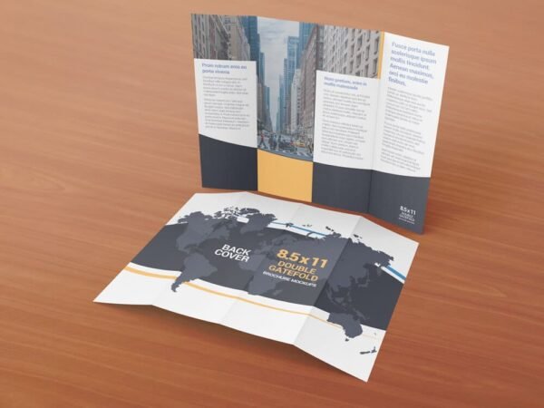 8.5 x 11 Double Gate Fold Brochure Mockup 04