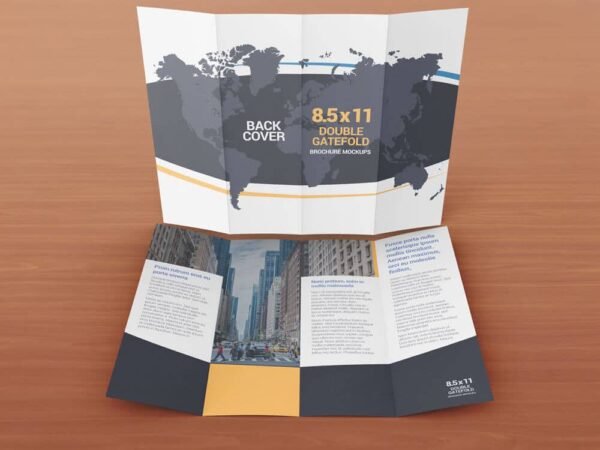 8.5 x 11 Double Gate Fold Brochure Mockup 05
