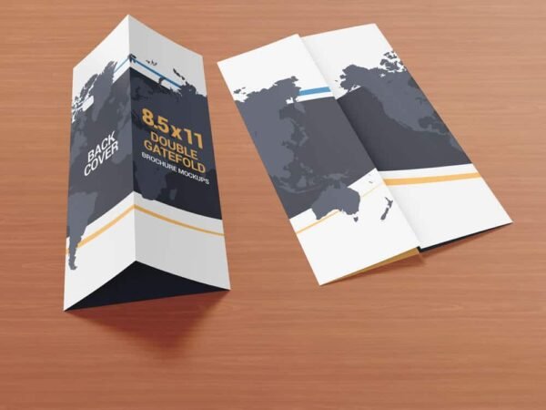 8.5 x 11 Double Gate Fold Brochure Mockup 07