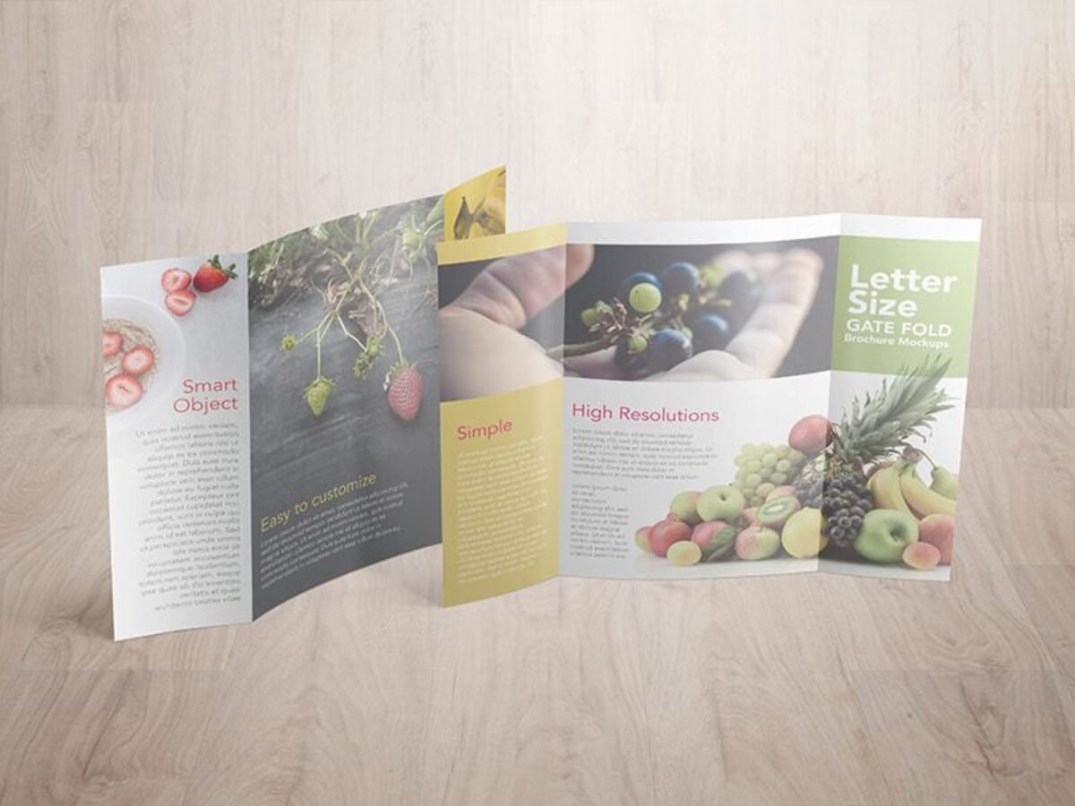 8.5x11 Gatefold Brochure Mockups