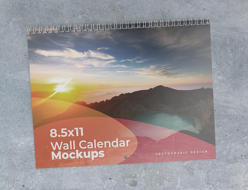 8.5x11 Wall Calendar Mockups Vectogravic Design