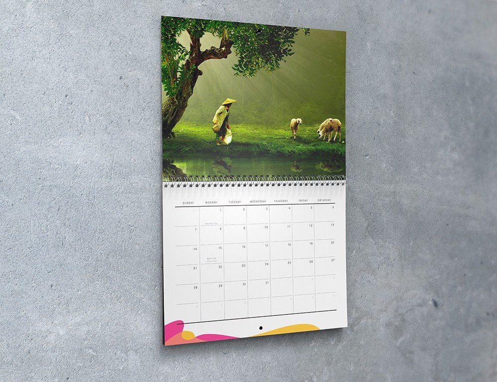 8.5x11 Wall Calendar Mockups Vectogravic Design